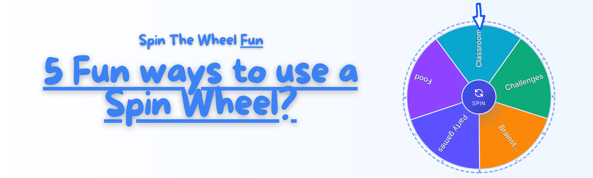 5 Fun ways to use a Spin Wheel - party games, food, classroom, challenges, brainstorming